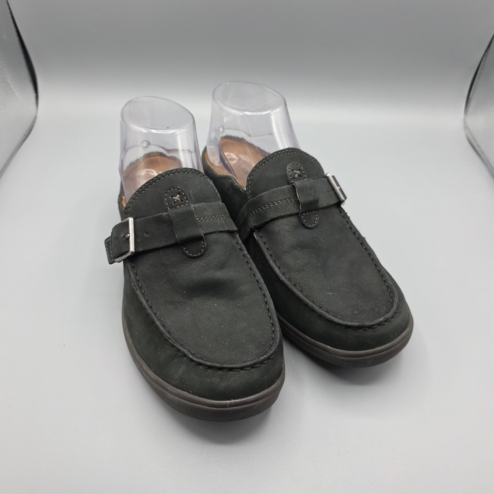 Cobb Hill Shoes Womens 8.5 Black Leather Bailee Mule Comfort Flats Buckle Loafer